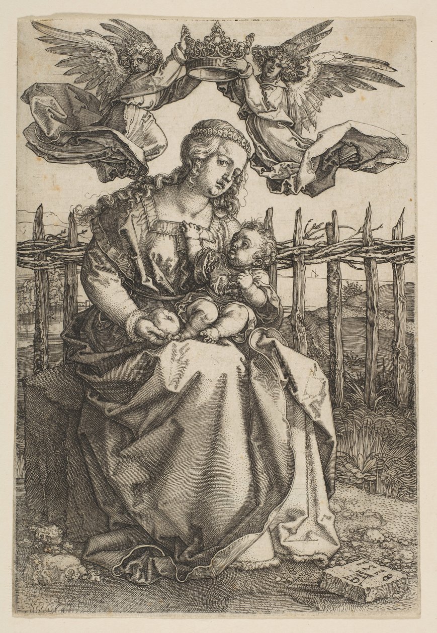 Virgem e Menino Coroado por Dois Anjos, 1518. de Albrecht Dürer