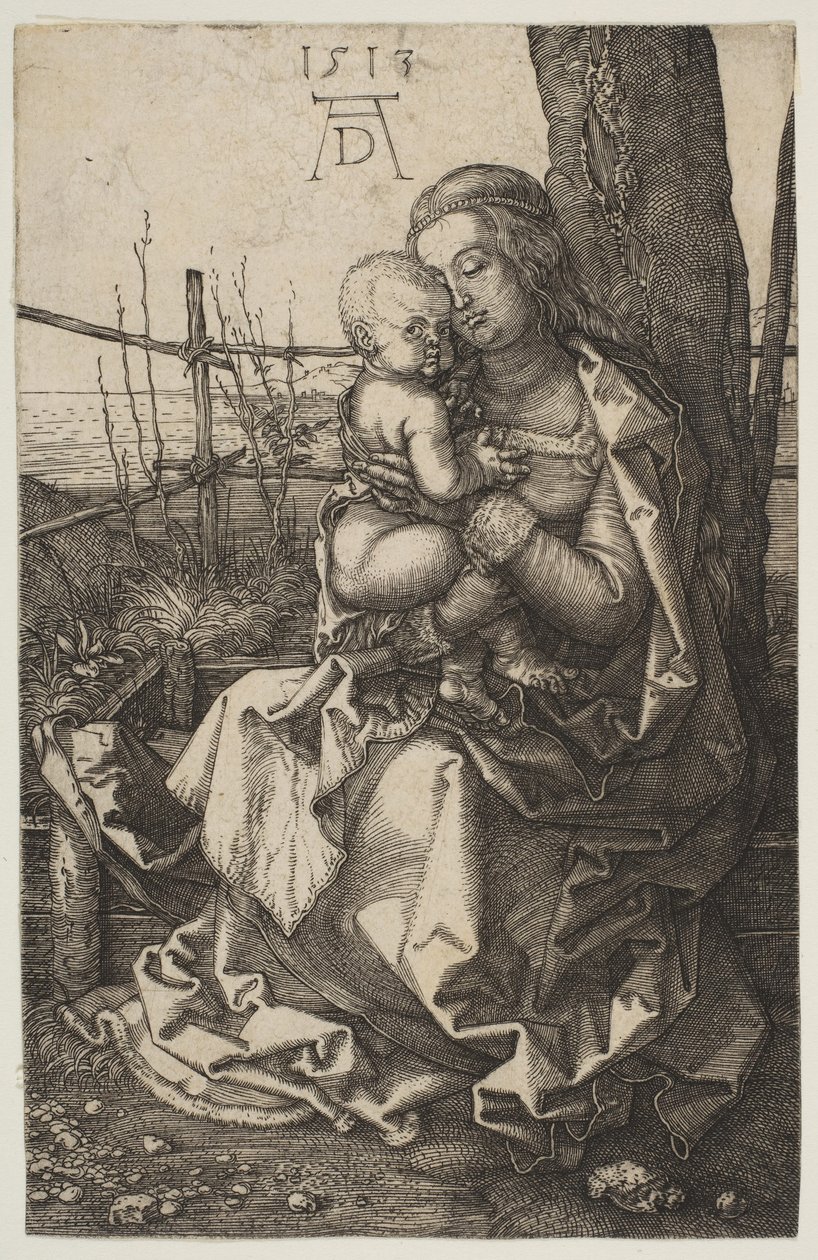 Virgem e criança assentada por uma árvore, 1513. de Albrecht Dürer