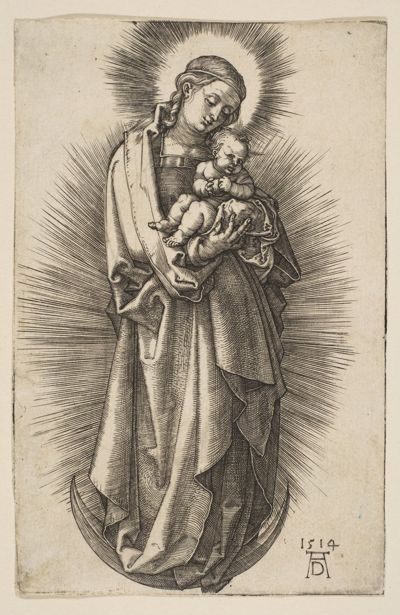 Virgem e Criança no Crescente com um Diadema, 1514. de Albrecht Dürer