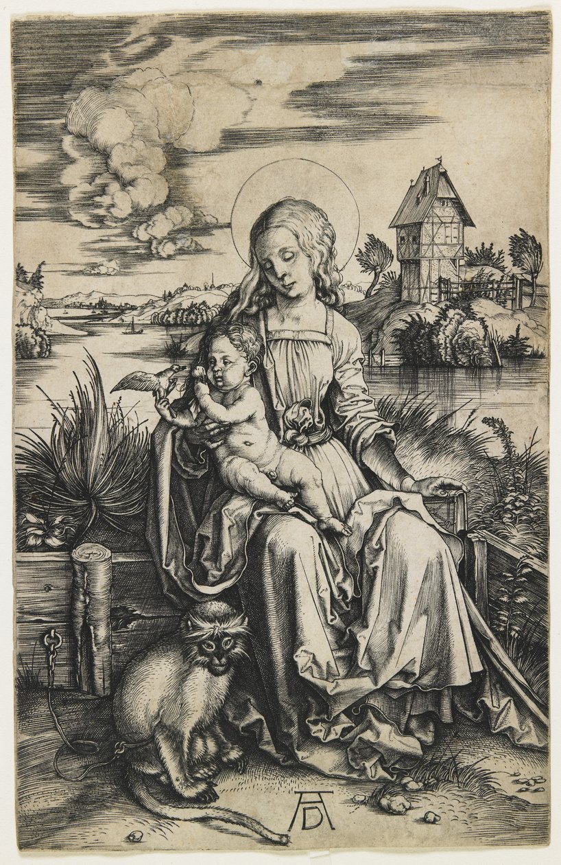 Virgem e Criança com o Macaco, c. 1498 de Albrecht Dürer