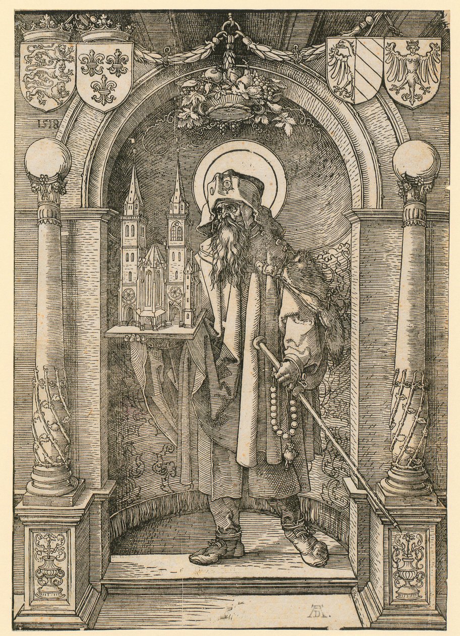 Brasão de Johannes Stabius com coroa de louro de Albrecht Dürer