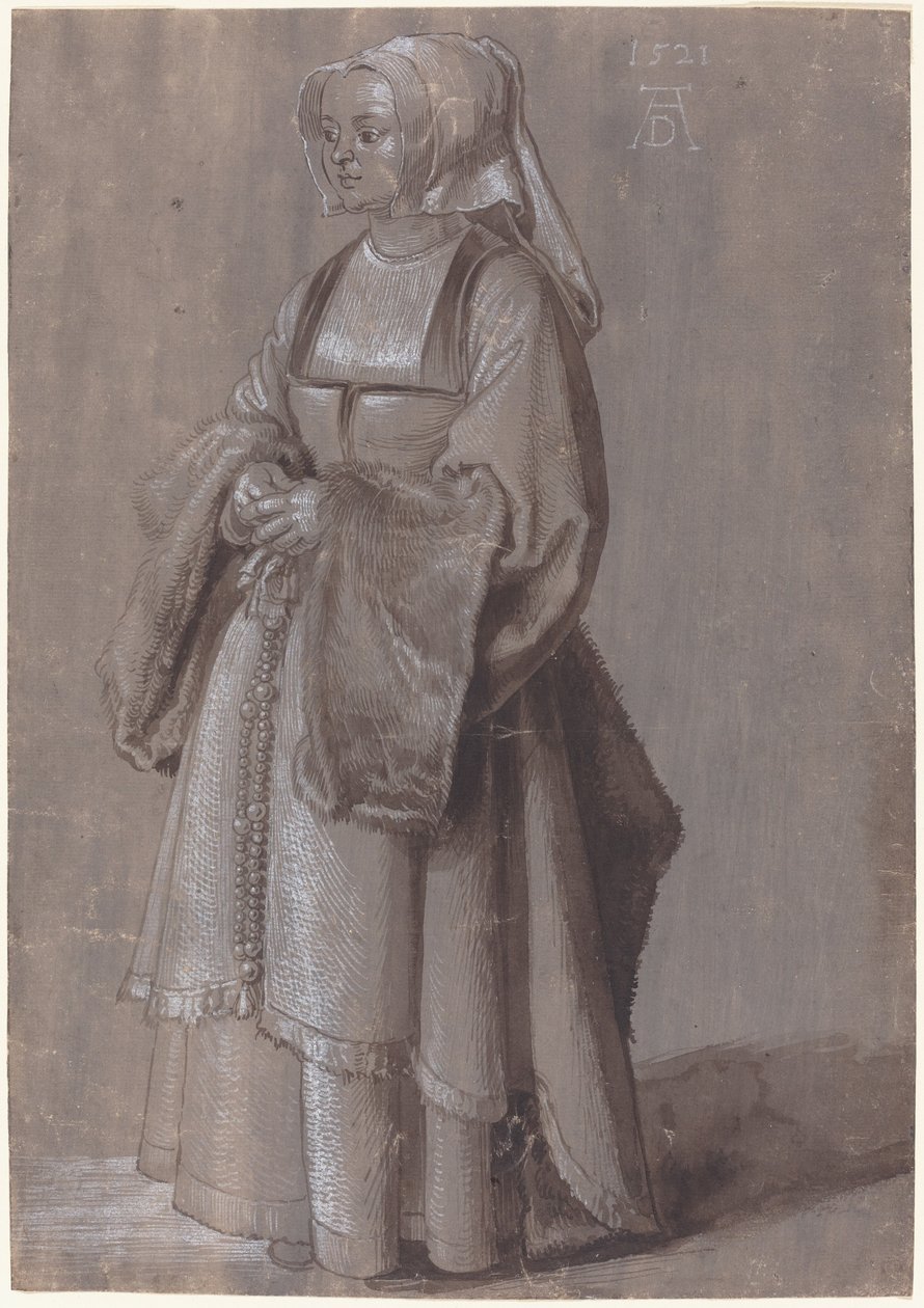Mulher jovem em vestido holandês de Albrecht Dürer