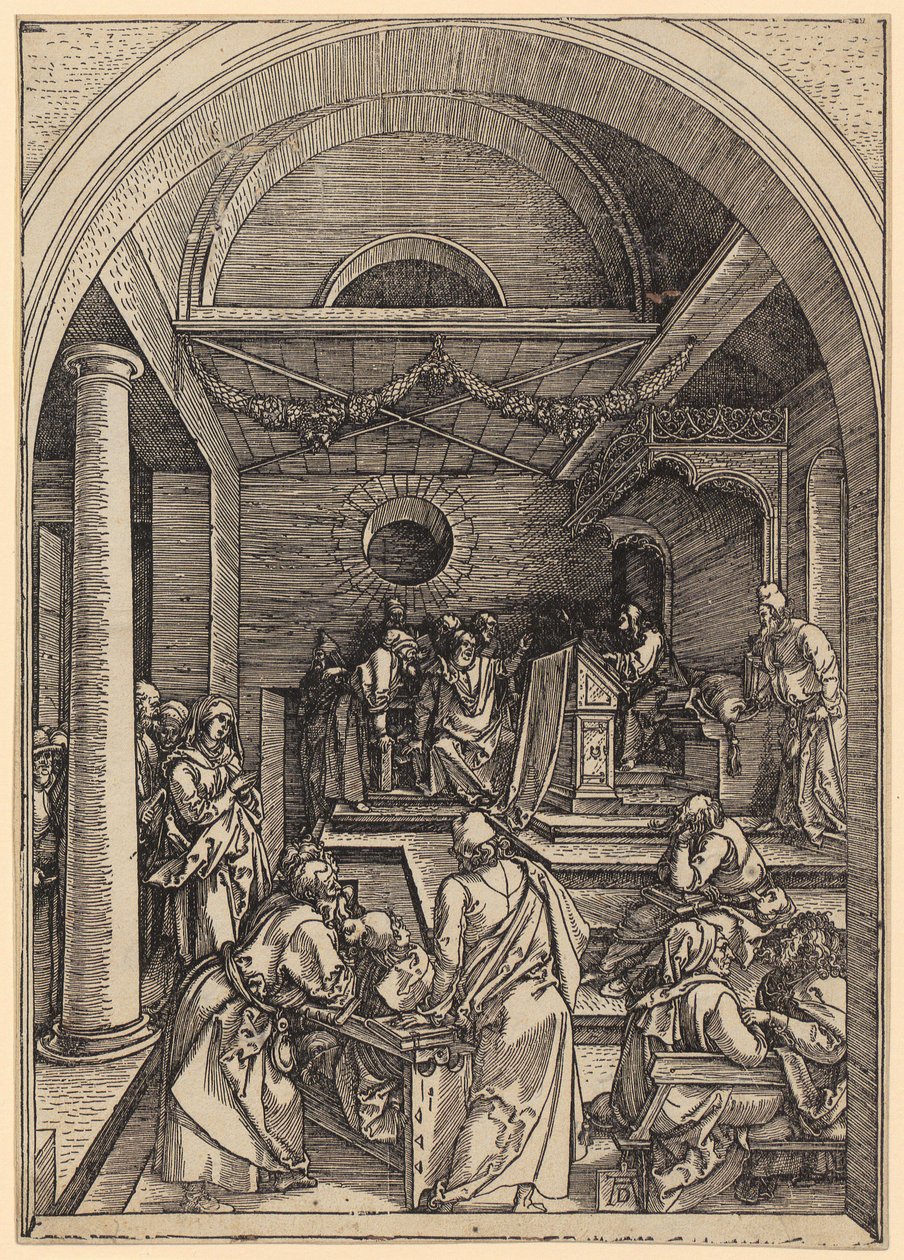 Jesus aos doze anos no Templo, folha 16 da série «A Vida de Maria» de Albrecht Dürer