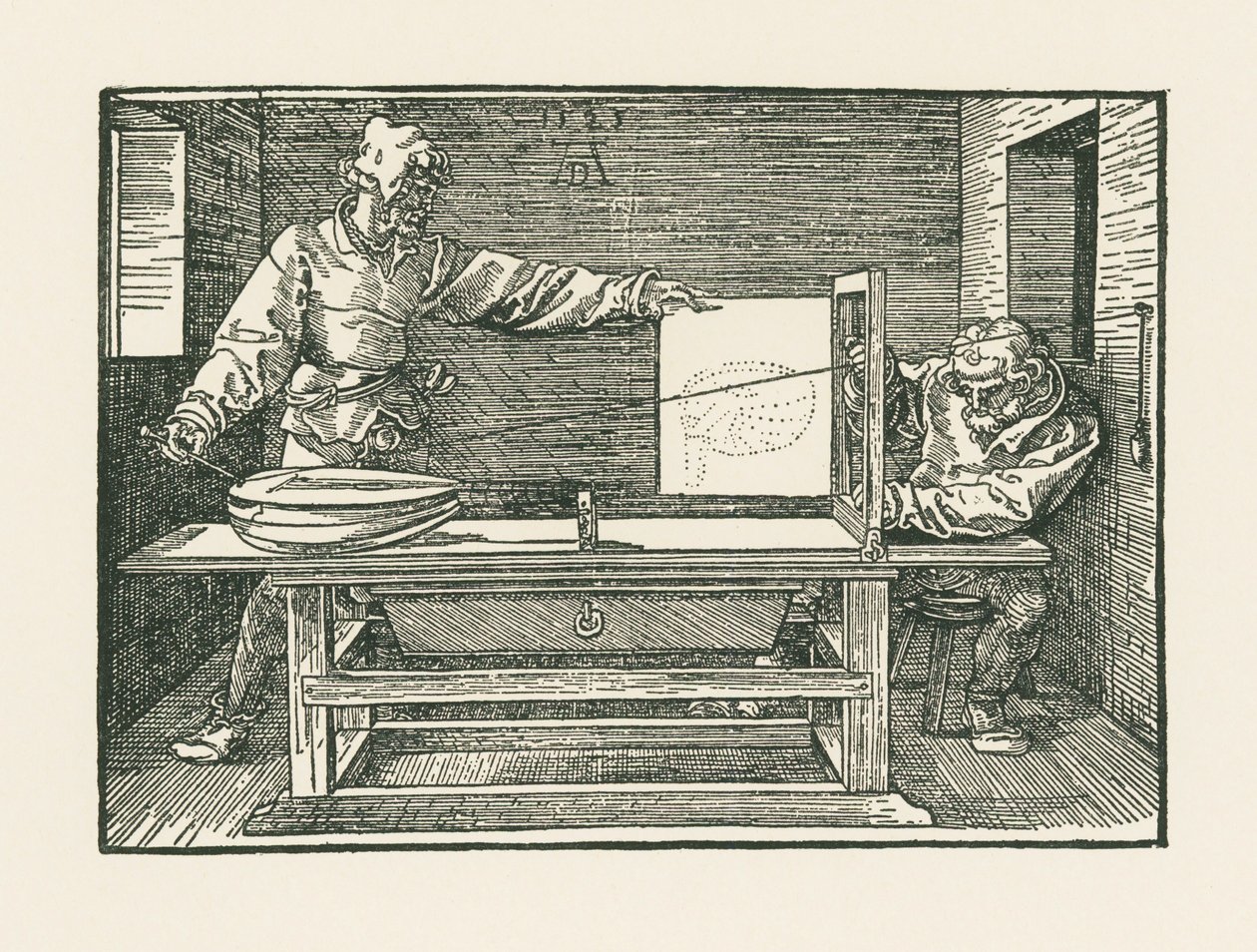 Um homem a desenhar um alaúde de Albrecht Dürer or Duerer