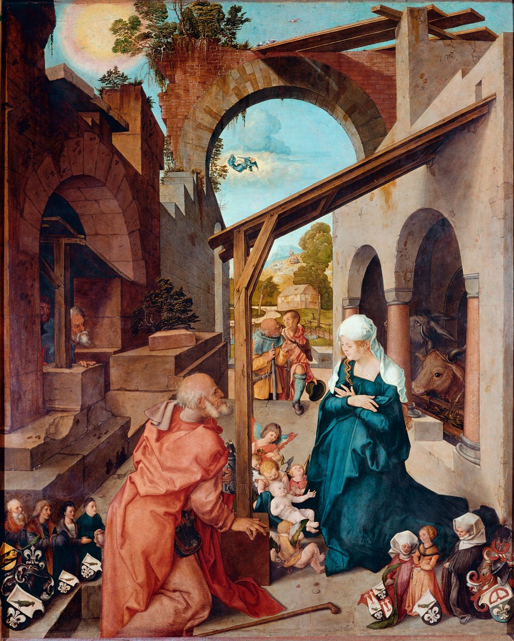 Altarpiece Paumgartner: Pintura "Nativite" de Albrecht Durer (1471-1528) 1504 aproximadamente Dim. 155x126 cm Munique, Alte Pinakothek de Albrecht Dürer