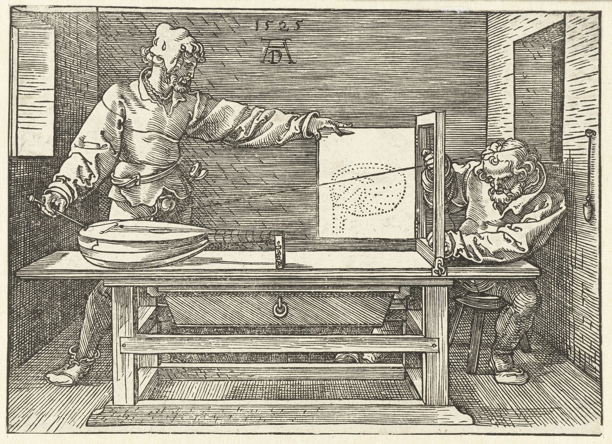 Artista a desenhar um alaúde de Albrecht Dürer or Duerer