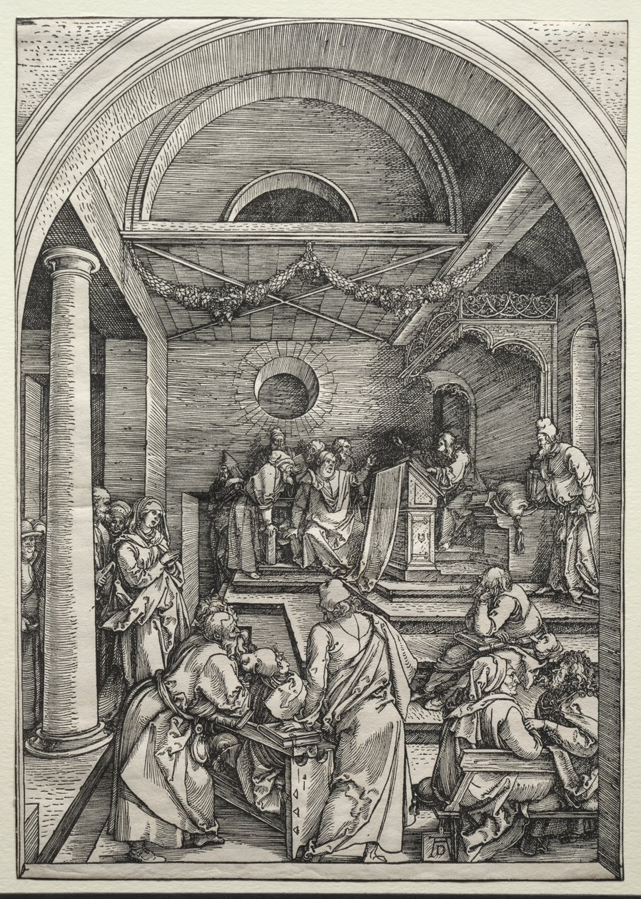 Cristo discutindo com os doutores, c. 1503-1504 (xilogravura) de Albrecht Dürer or Duerer
