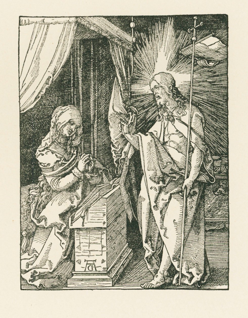 Cristo aparecendo à sua Mãe, c.1510 (xilogravura) de Albrecht Dürer or Duerer
