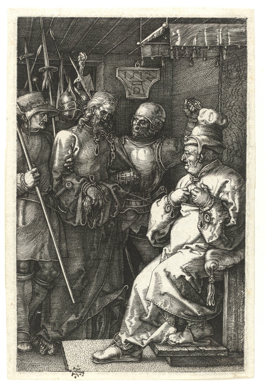 Cristo perante Caifás. 1512 (Gravura de Burin em cobre) de Albrecht Dürer