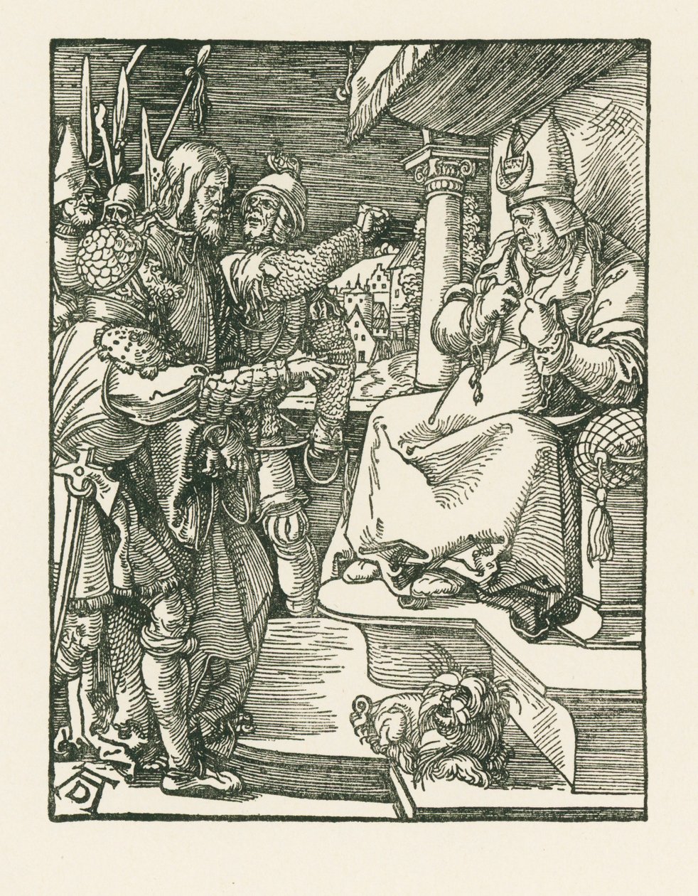 Cristo diante de Caifás, c.1508-09 (xilogravura) de Albrecht Dürer or Duerer