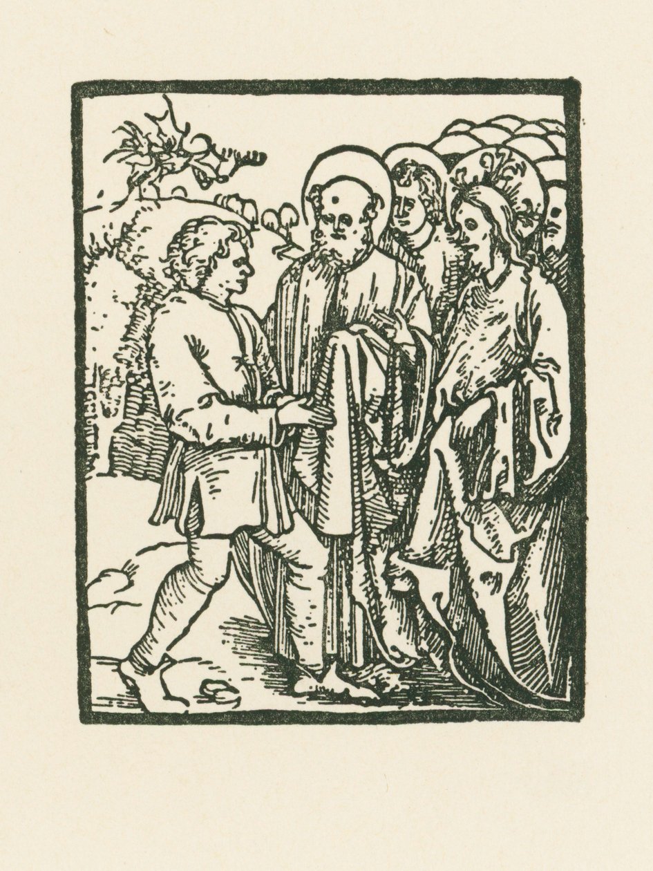 Cristo cura uma pessoa possuída pelo demónio de Albrecht Dürer or Duerer