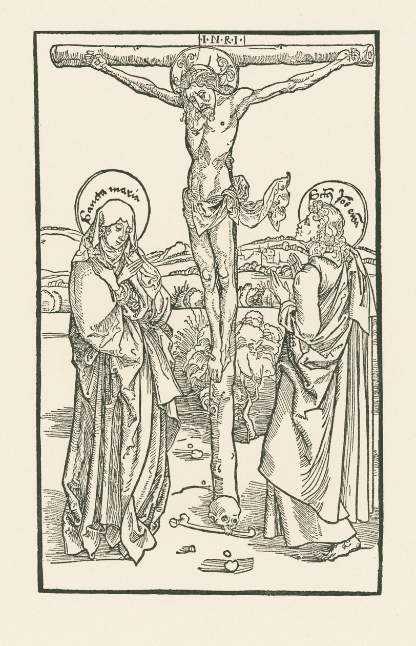 Cristo na cruz com Maria Virgem e São João de Albrecht Dürer or Duerer