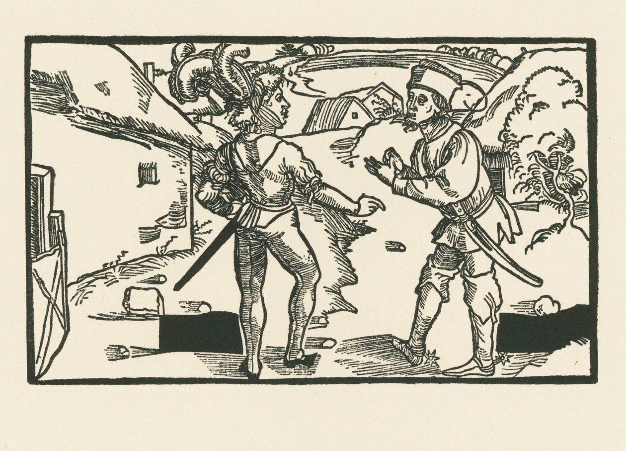 Clinia e Syrus, c.1492-93 (xilogravura) de Albrecht Dürer or Duerer