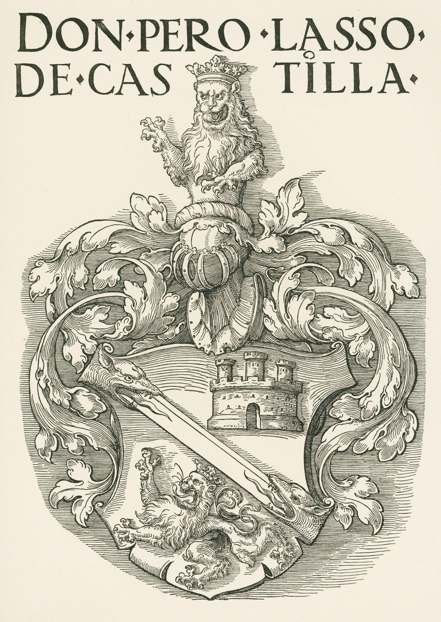 Brasão de armas de Dom Pedro Lasso de Castela, c.1530 (xilogravura) de Albrecht Dürer or Duerer