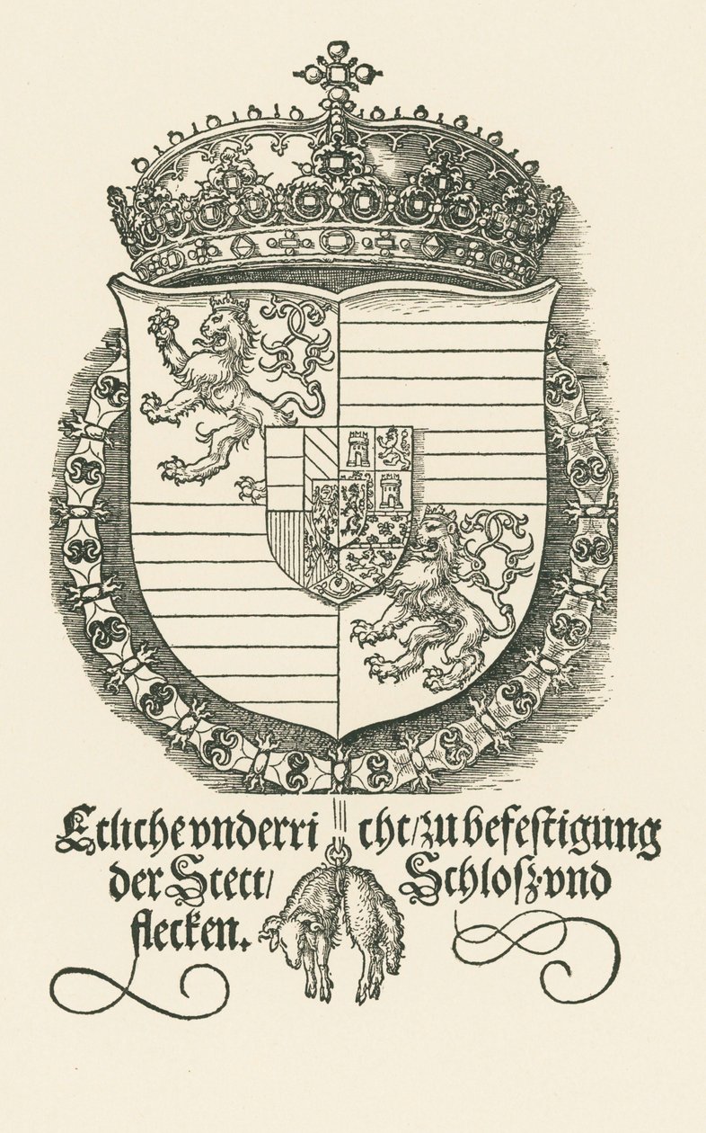 Brasão de armas de Fernando I, rei da Boémia e da Hungria de Albrecht Dürer or Duerer