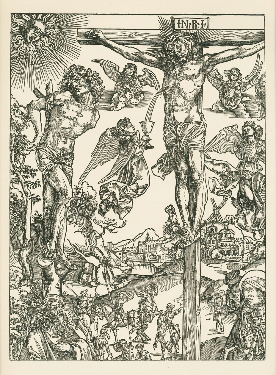 Crucificação (O Grande Calvário), c.1496-00 (xilogravura) de Albrecht Dürer or Duerer
