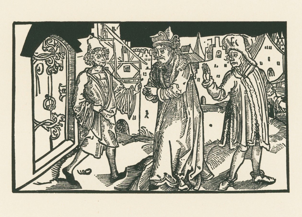 Davus, Simo e Chremes, c.1492-93 (xilogravura) de Albrecht Dürer or Duerer