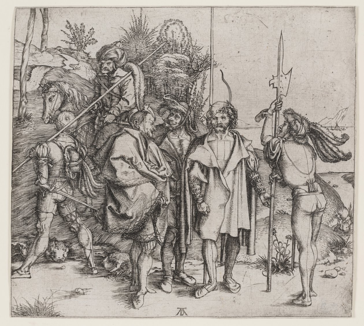 Cinco soldados e um turco a cavalo, 1495-96 de Albrecht Dürer