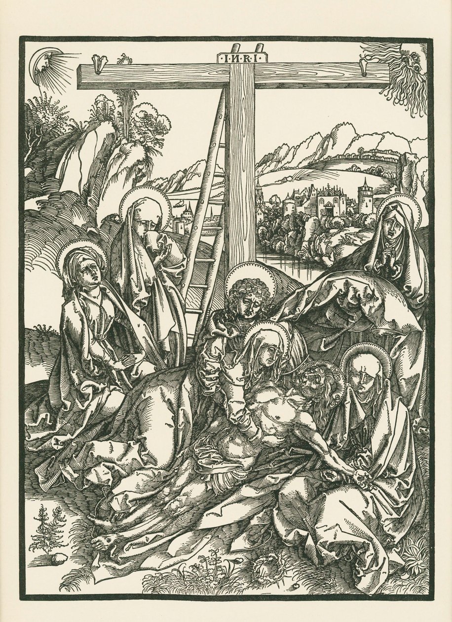 Lamentação de Cristo, c.1500 (xilogravura) de Albrecht Dürer or Duerer
