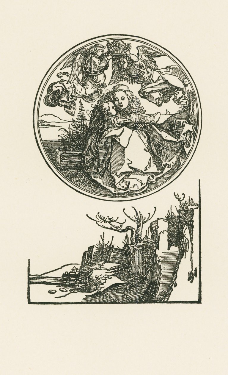 Madona num círculo, c.1514 (xilogravura) de Albrecht Dürer or Duerer