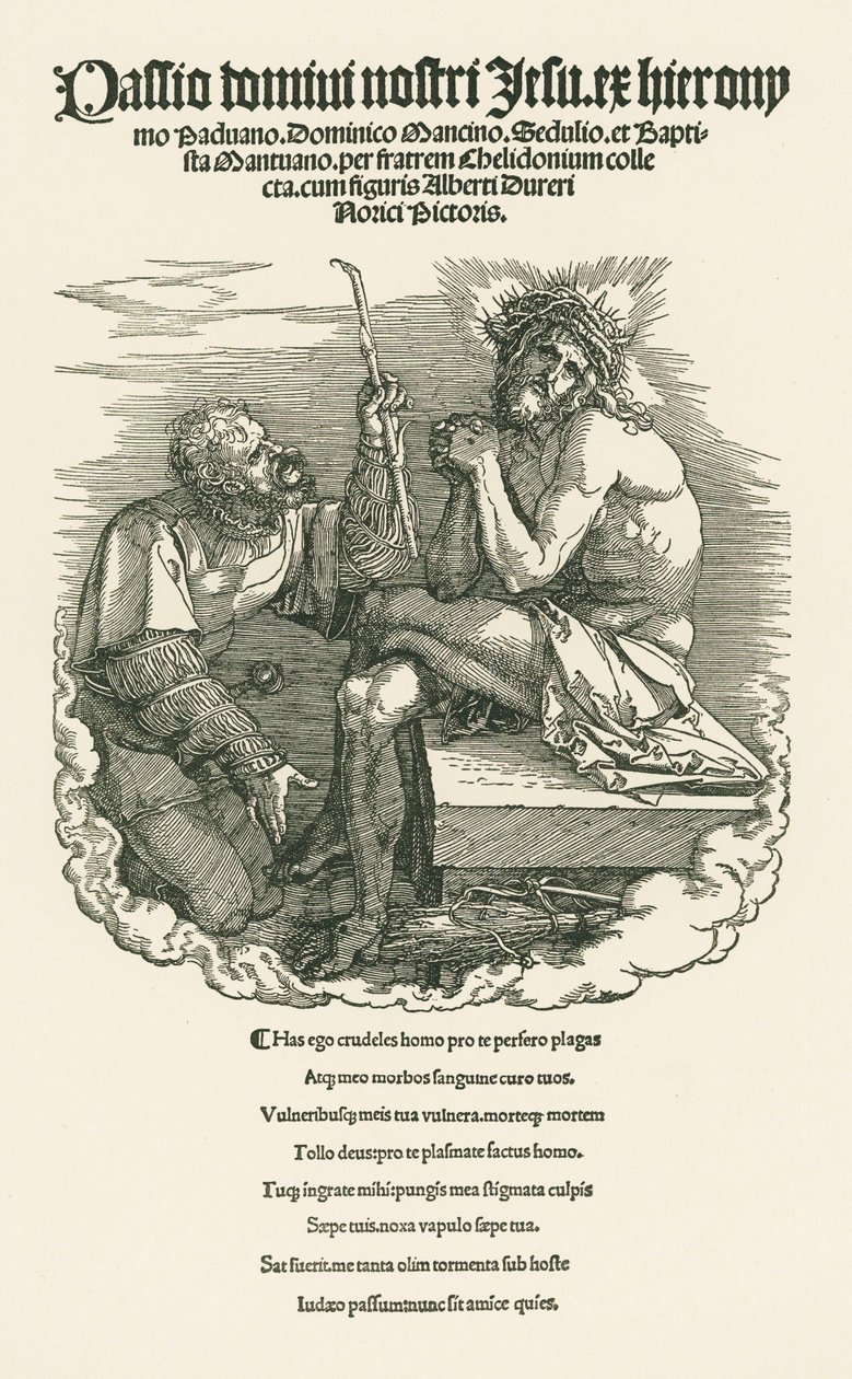 Homem das Dores escarnecido por um soldado, c.1511 (xilogravura) de Albrecht Dürer or Duerer