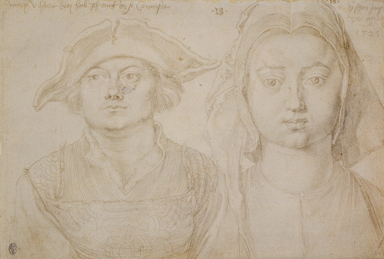 Marx Ulstat; A bela jovem de Antuérpia, c.1520-21 (ponta de prata, impressão sobre papel de marfim) de Albrecht Dürer or Duerer