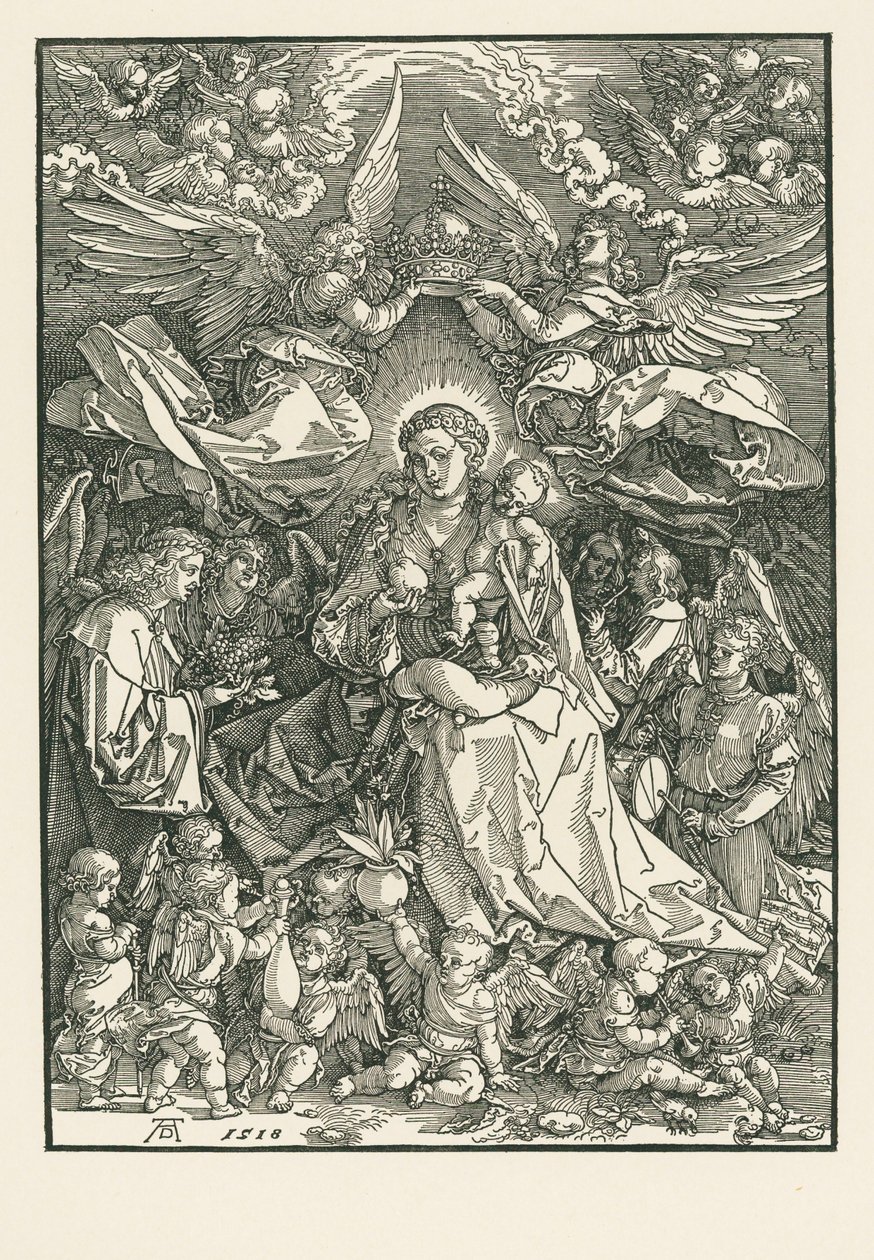 Maria Virgem coroada por dois anjos de Albrecht Dürer or Duerer