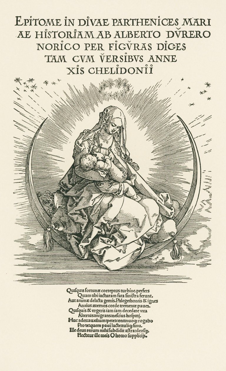 Maria Virgem com o Menino na Glória, c.1511 (xilogravura) de Albrecht Dürer or Duerer
