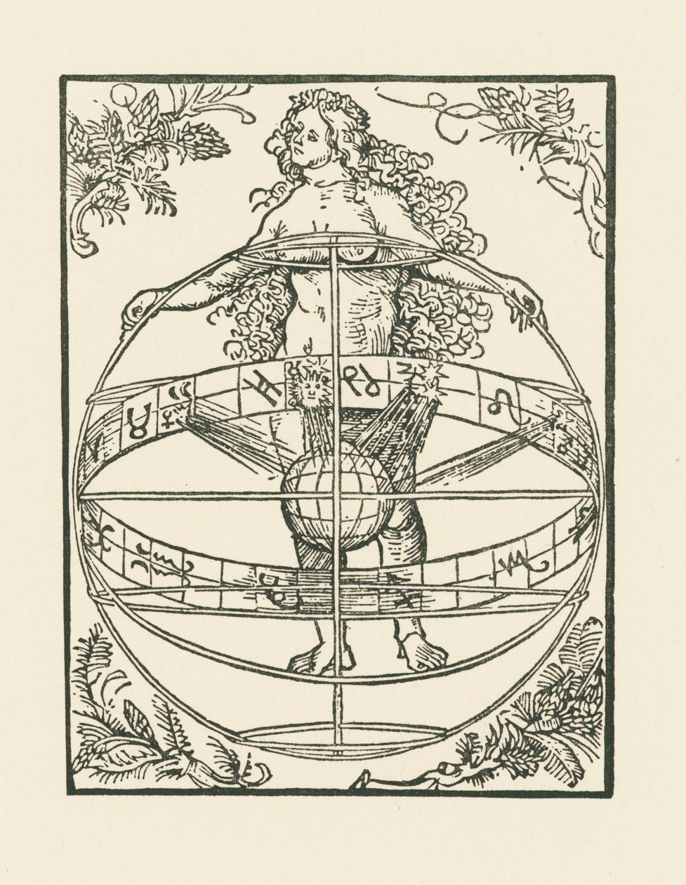 Mulher nua com o Zodíaco, c.1502-03 (xilogravura) de Albrecht Dürer or Duerer