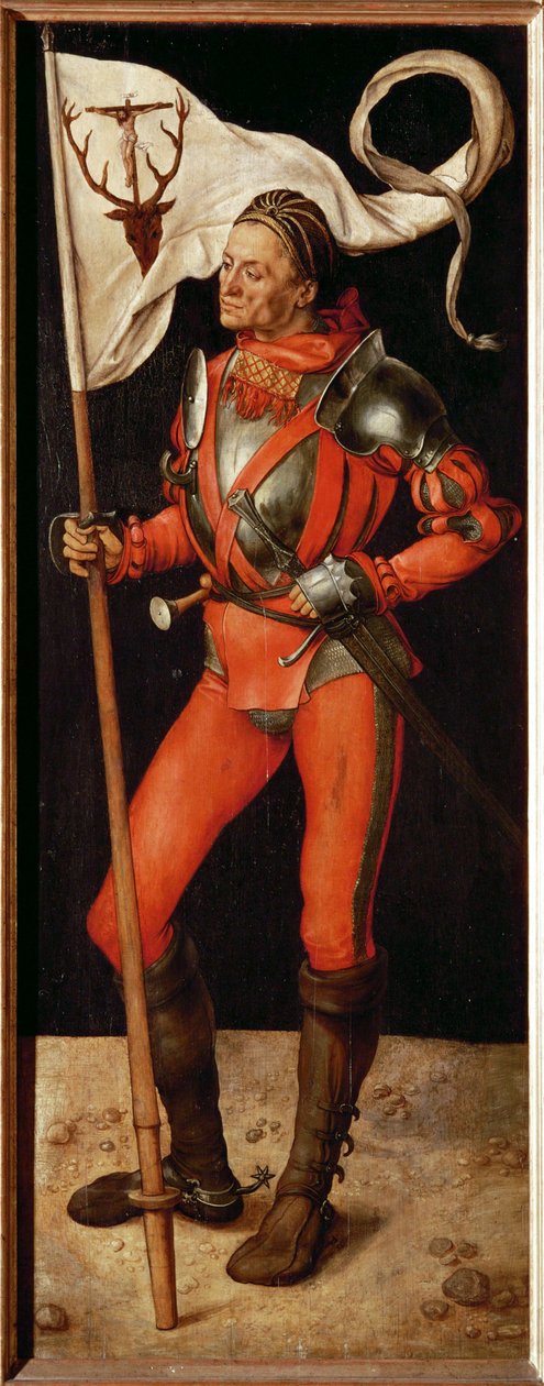 Ala direita do altar de Paumgartner: Santo Eustáquio (pintura sobre madeira de tília) de Albrecht Dürer or Duerer