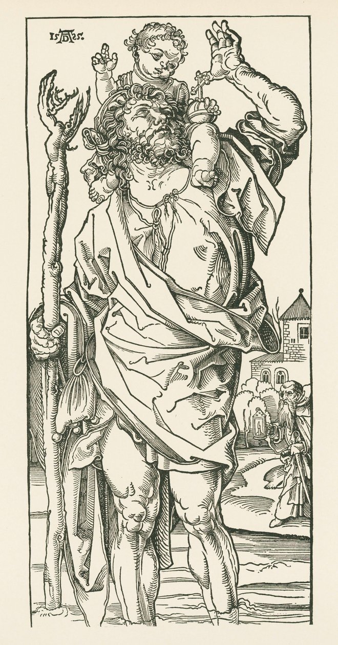 São Cristóvão. Nuremberga, c.1500-05 (xilogravura) de Albrecht Dürer or Duerer