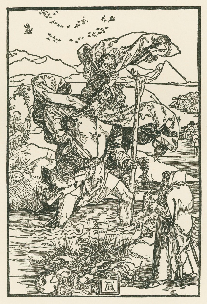 São Cristóvão, c.1503-04 (xilogravura) de Albrecht Dürer or Duerer
