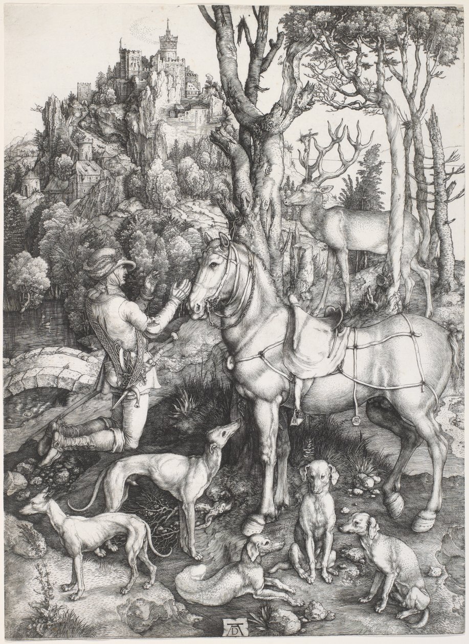 Santo: Eustáquio, c. 1500-1501 (gravura) de Albrecht Dürer