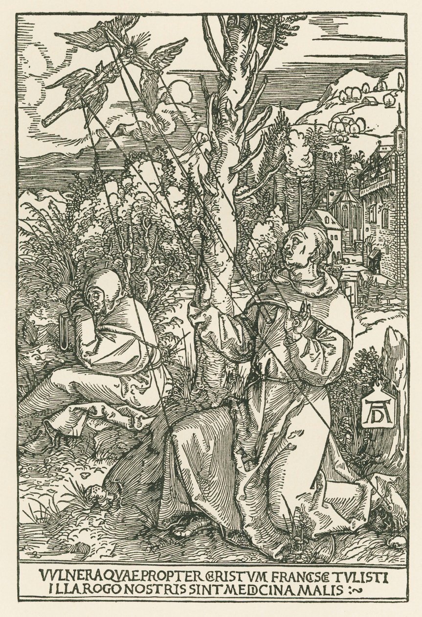 São Francisco recebendo os estigmas, c.1503-04 (xilogravura) de Albrecht Dürer or Duerer
