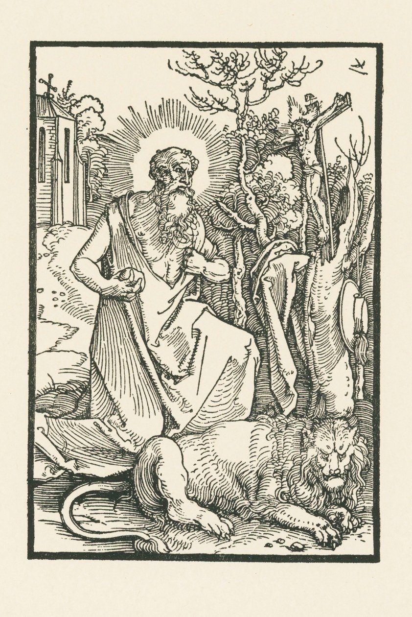 São Jerónimo. Ilustração para Lukas von Prag: Apologia. Impresso por Hieronymus Höltzel, Nuremberga de Albrecht Dürer or Duerer