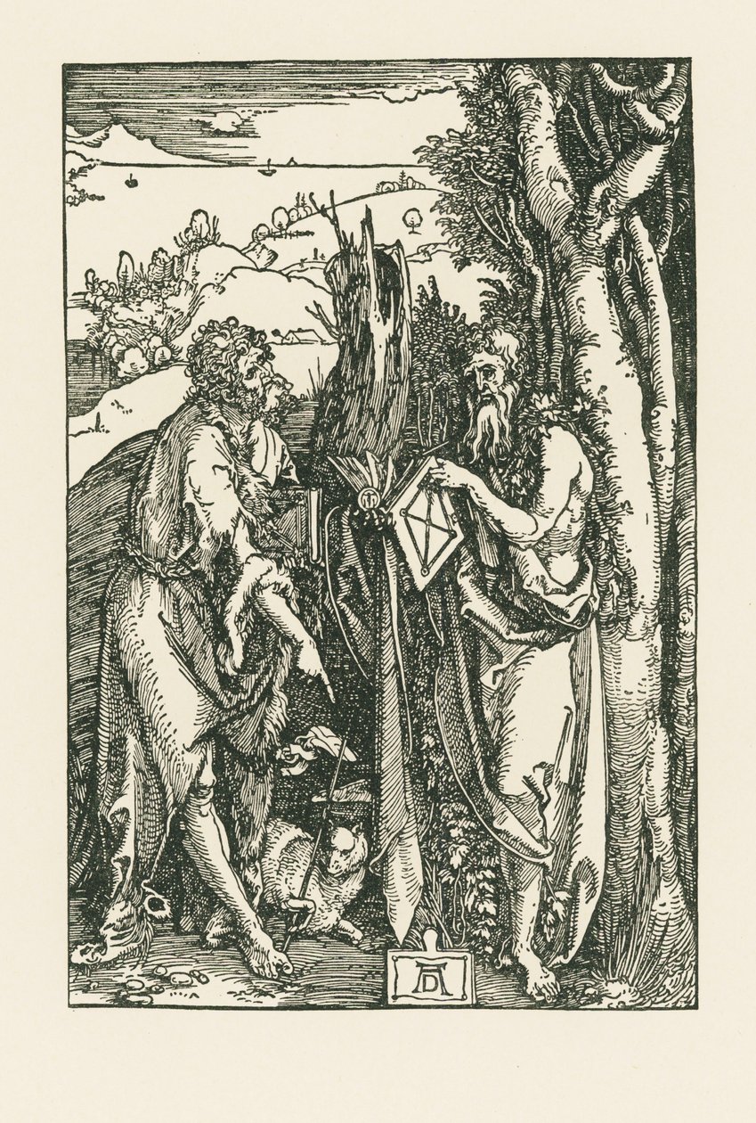 São João Batista e Santo Onófrio, c.1503-04 (xilogravura) de Albrecht Dürer or Duerer
