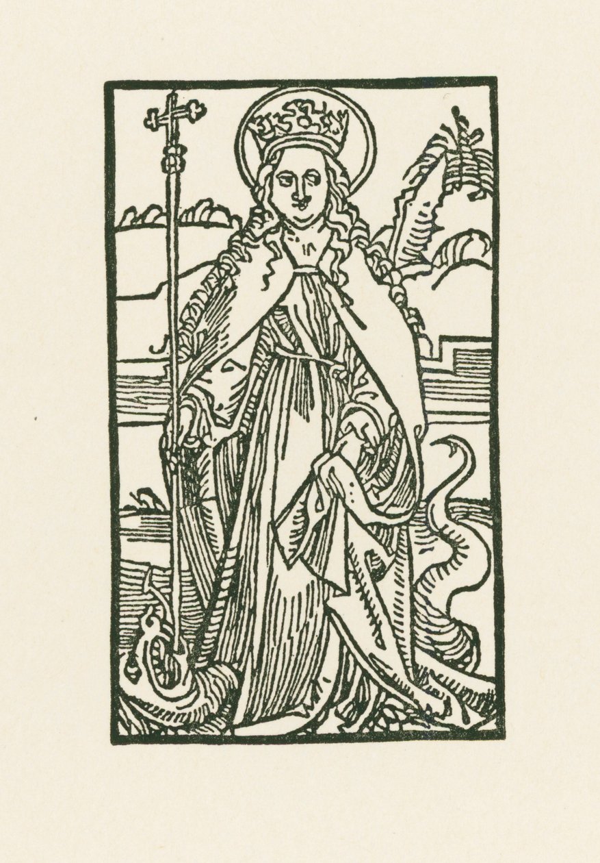 Santa Margarida. Ilustração do Hortulus Anime. Impresso por Michael Furter, Basileia de Albrecht Dürer or Duerer