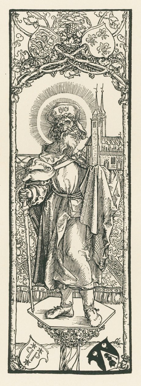 São Sebaldo na Coluna, c.1501 (xilogravura) de Albrecht Dürer or Duerer