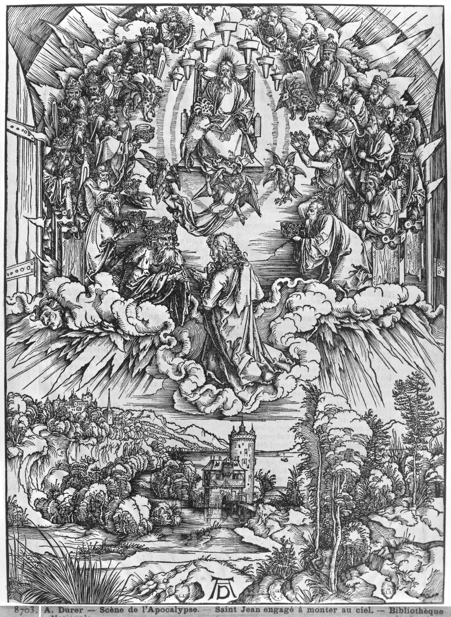Cena do Apocalipse, São João antes de Deus Pai e os Vinte e Quatro Anciãos, edição alemã de Albrecht Dürer