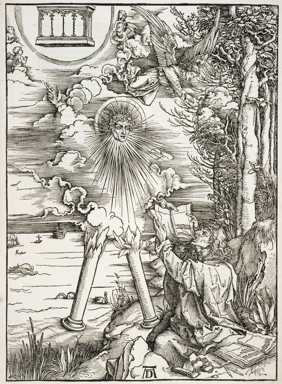 Cena do Apocalipse, São João devorando o Livro, edição latina de Albrecht Dürer