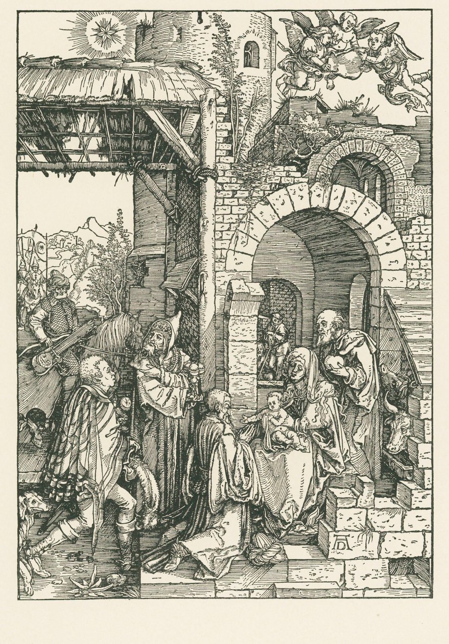 A Adoração dos Magos, c.1503 (xilogravura) de Albrecht Dürer or Duerer