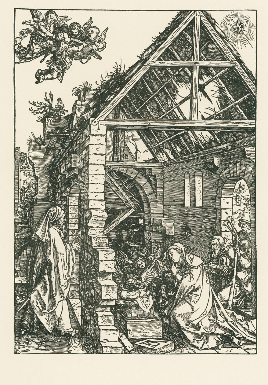 A Adoração dos Pastores, c.1502-03 (xilogravura) de Albrecht Dürer or Duerer