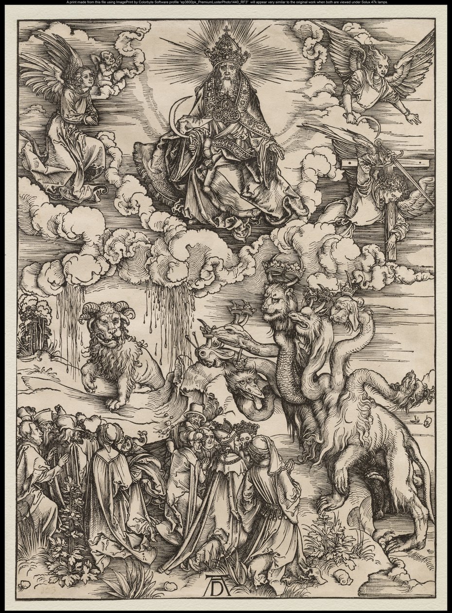 O Apocalipse: A Besta com Dois Chifres Como um Cordeiro, 1496-97 de Albrecht Dürer
