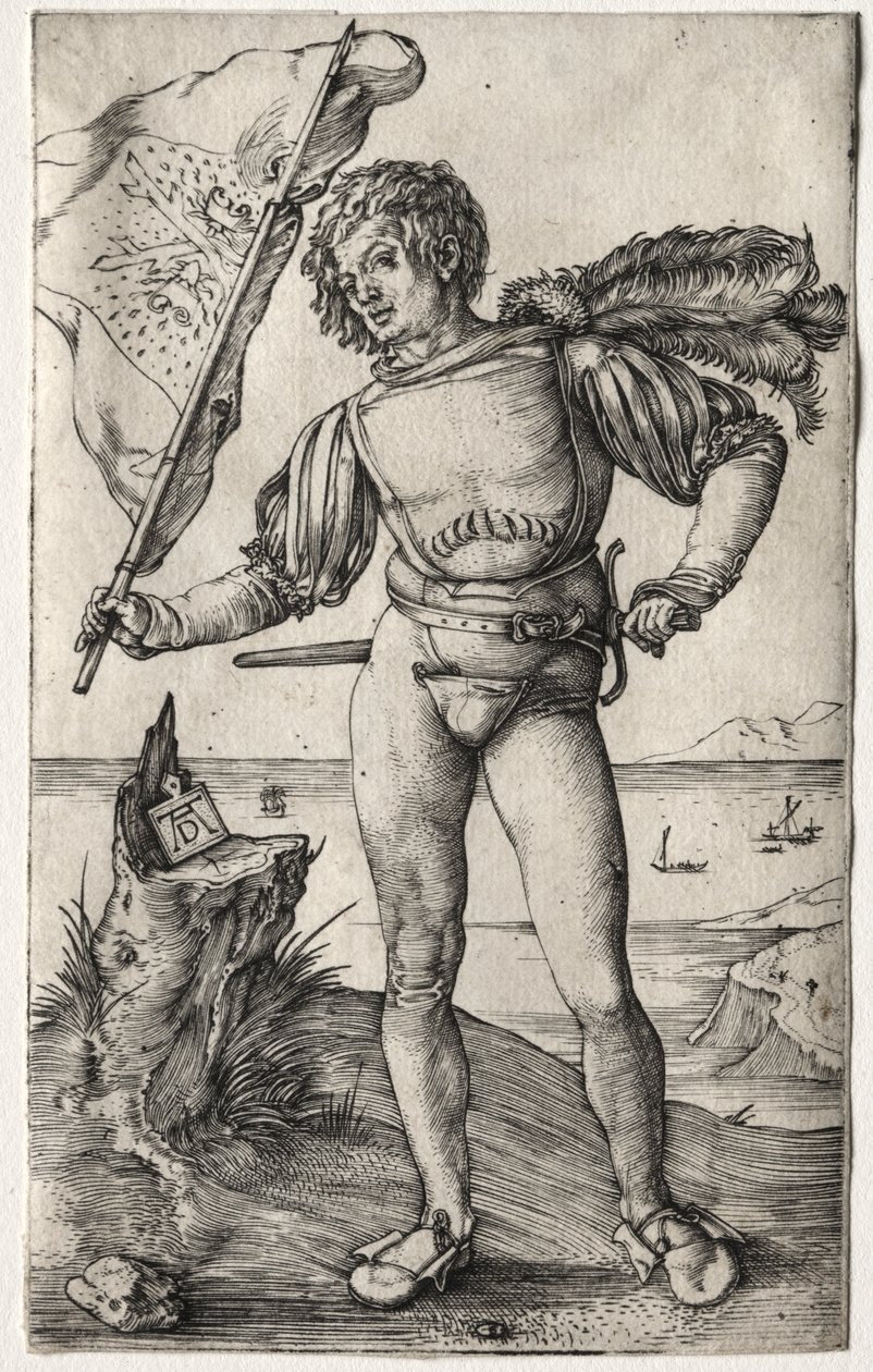 O porta-estandarte da Borgonha, c. 1500 (gravura) de Albrecht Dürer or Duerer