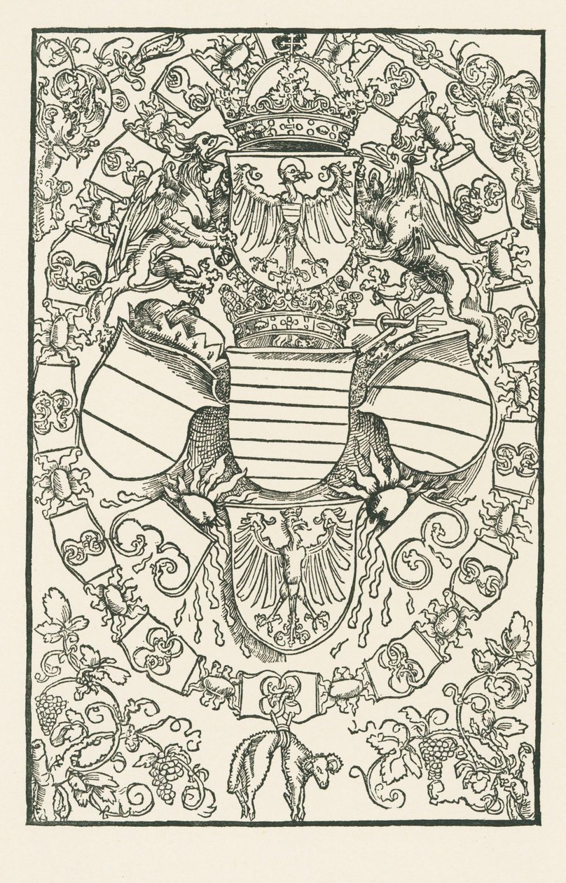 Brasão de armas de Maximiliano I, como Rei dos Romanos de Albrecht Dürer or Duerer