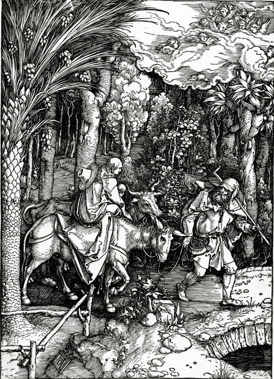 O Voo para o Egipto, da série "Vida da Virgem", publicada em 1511 (xilogravura) de Albrecht Dürer