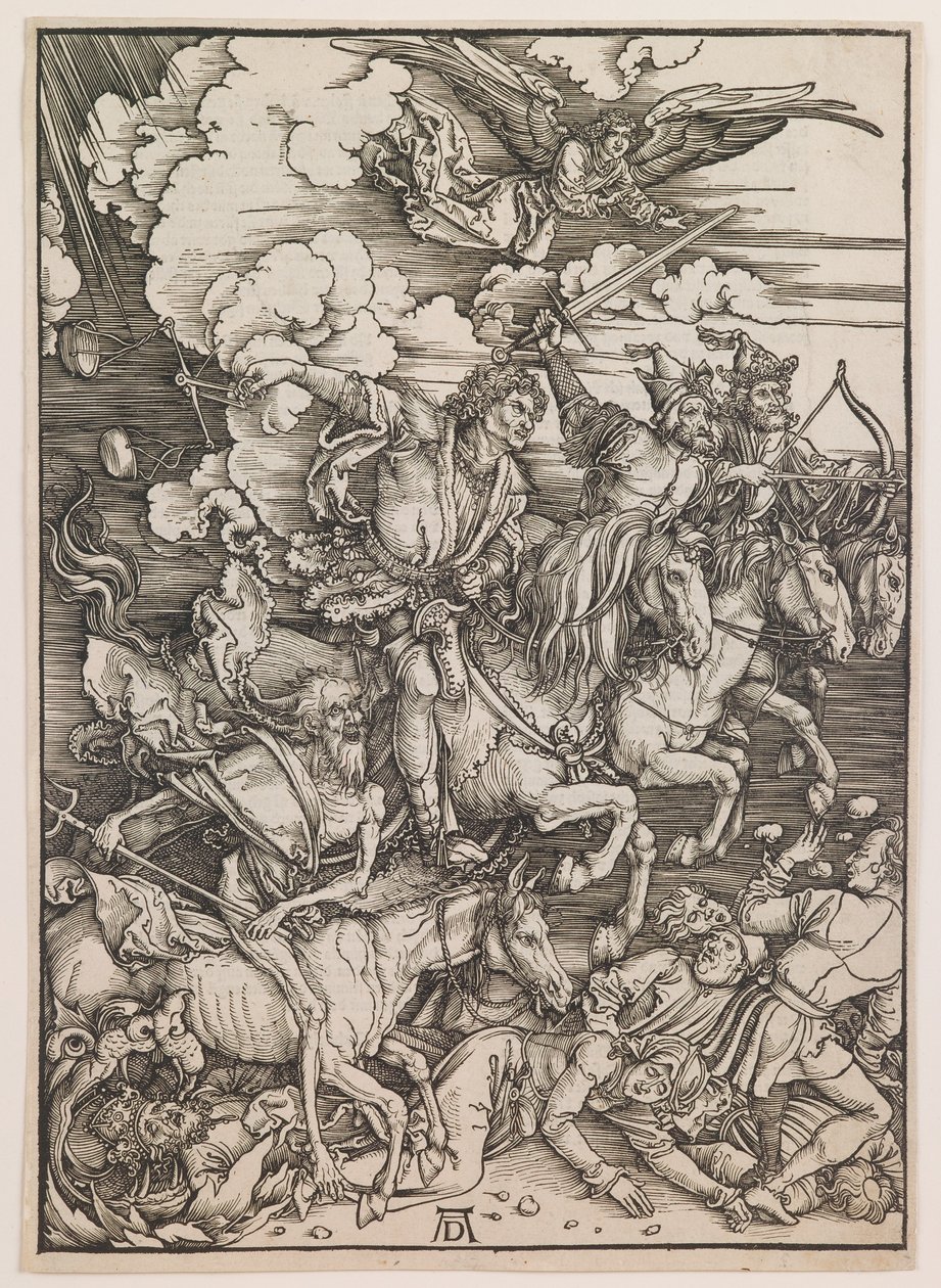 Os Quatro Cavaleiros do Apocalipse, de "O Apocalipse", c.1497-98 (xilogravura) de Albrecht Dürer or Duerer