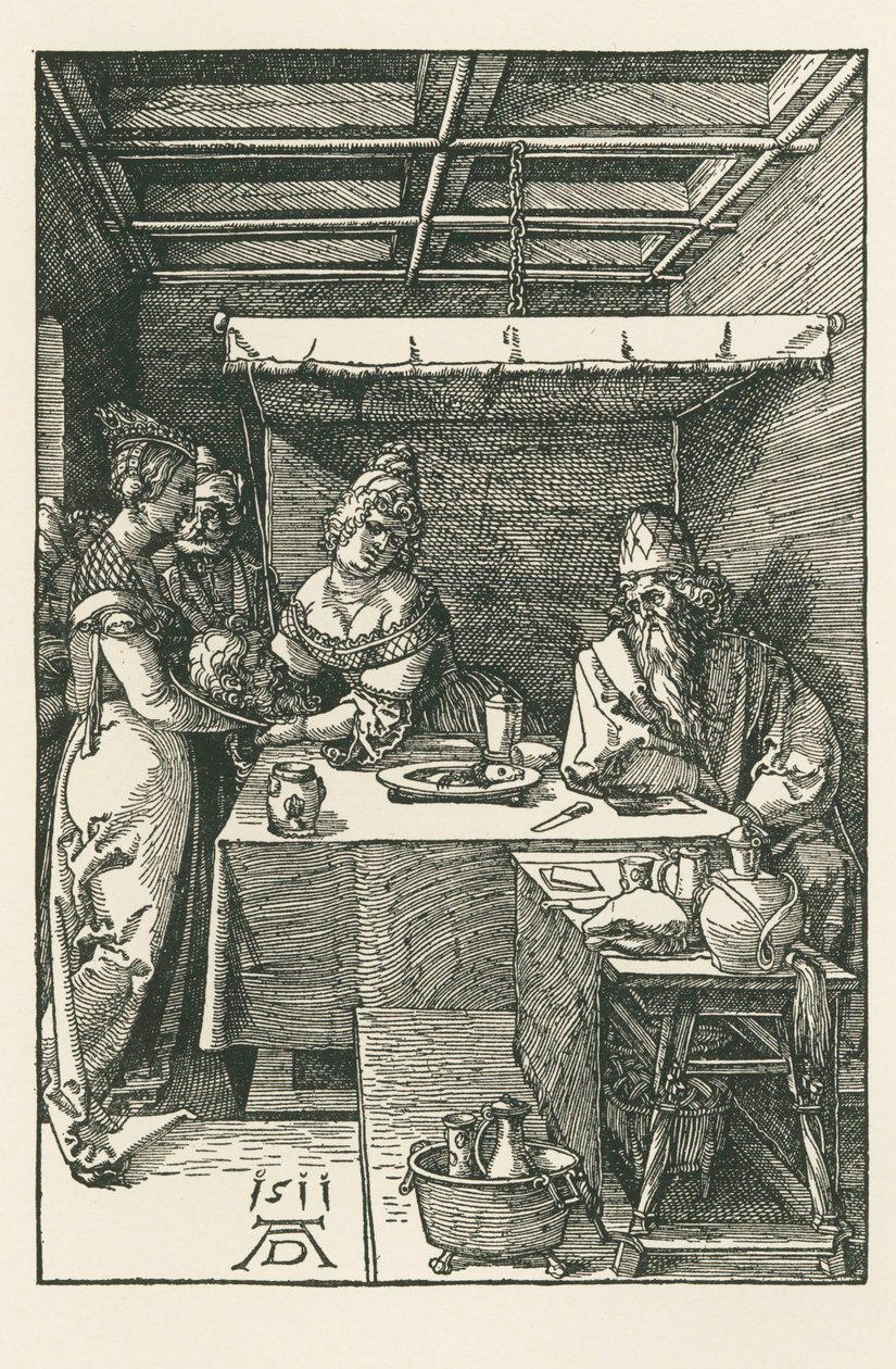 A cabeça de São João Batista é levada a Herodes de Albrecht Dürer or Duerer