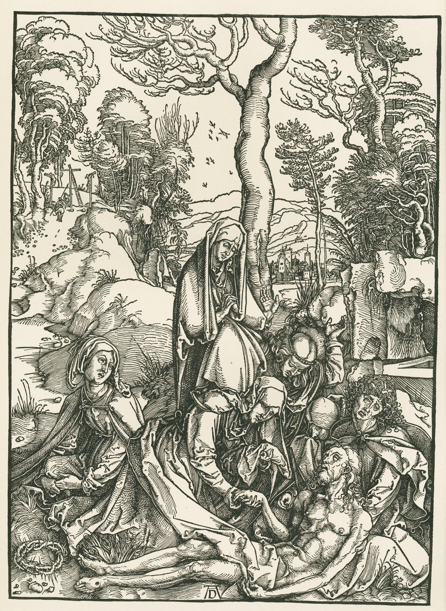 A Lamentação de Cristo, c.1498-99 (xilogravura) de Albrecht Dürer or Duerer
