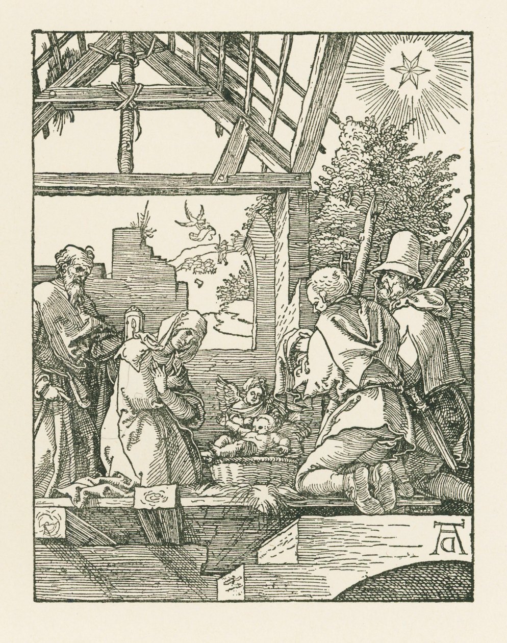 A Natividade, c.1510 (xilogravura) de Albrecht Dürer or Duerer